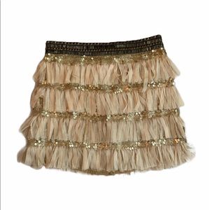 Arden B. Fringe and Sequin Party Mini Skirt, Size S